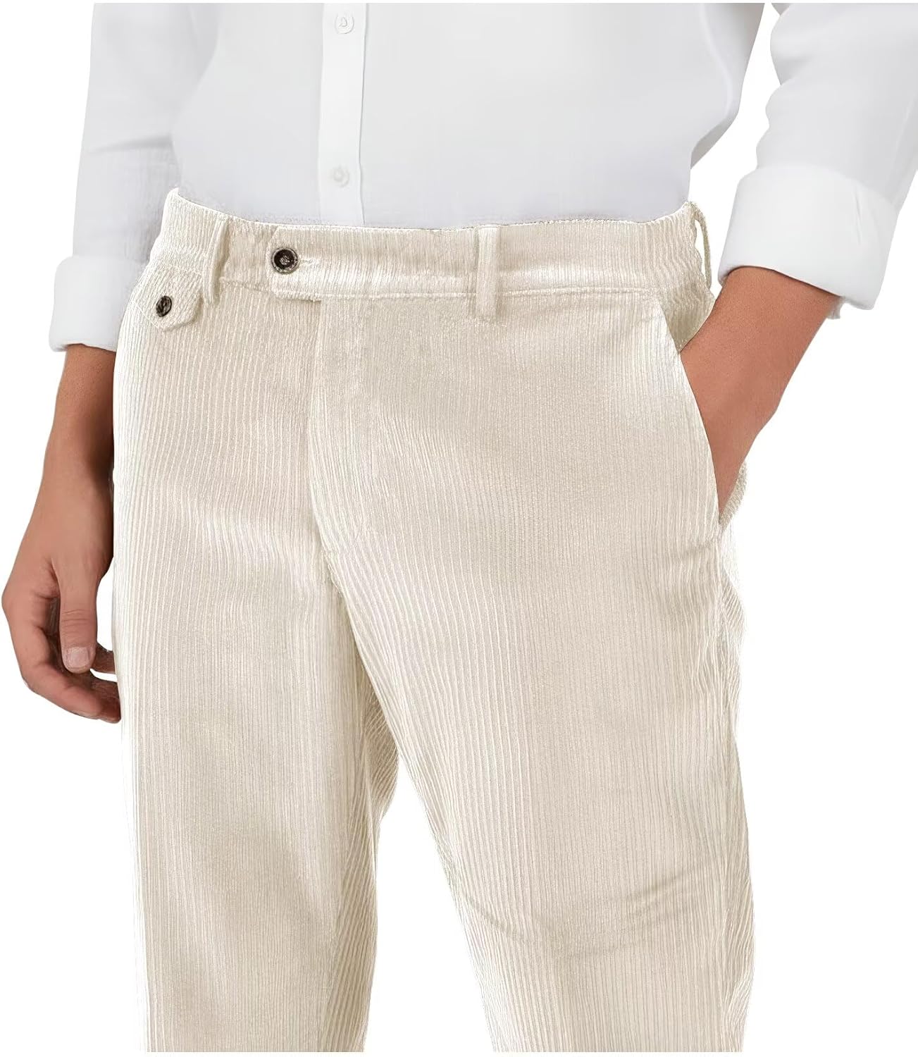 Lafaurie Corduroy Pants Men Relaxed Fit Zipper Pants for Men with Pockets Fall Winter Casual Straight Leg Trousers size 40